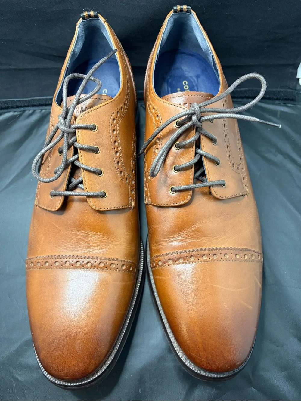 Cole Haan Men's Jefferson Grand Cap Toe Tan Leather Oxford Dress Shoes Size 10M